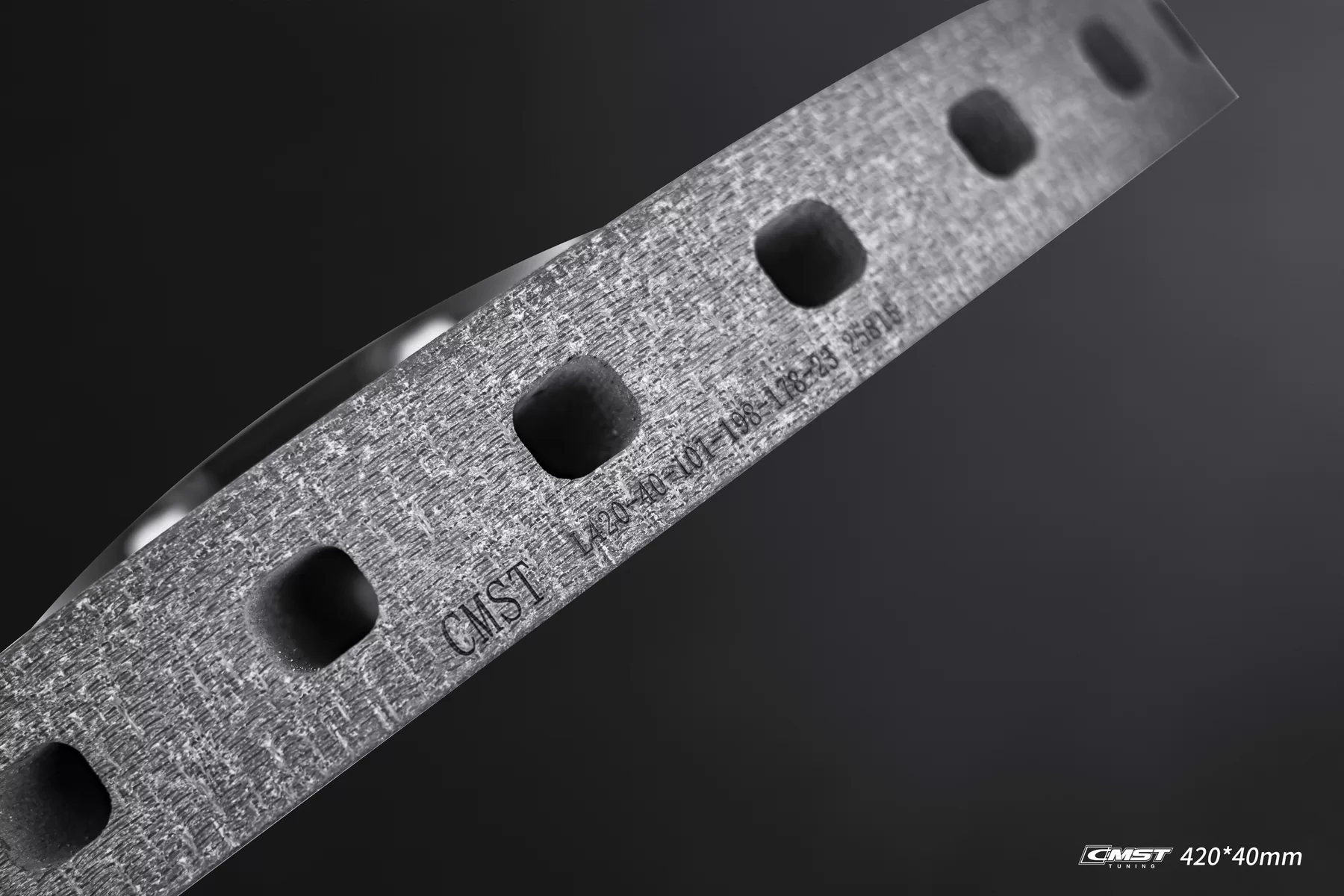 Macro of the carbon-ceramic edge and cooling holes on a CMST rotor
