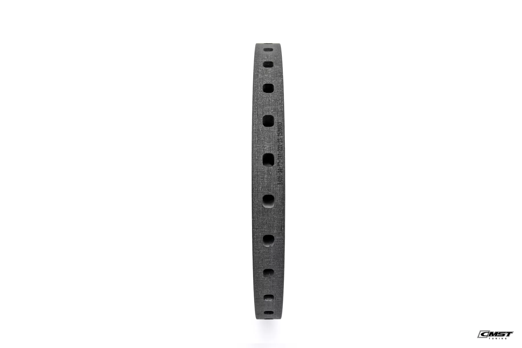 Edge-on view of a CMST carbon-ceramic rotor showing its wall thickness